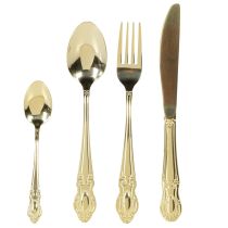 Product Gold cutlery set, 16 pieces, in a cardboard box