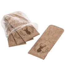 Product Cutlery pouch with deer motif, made of felt, 26cm, 4 pieces
