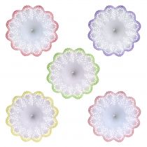 Product Biedermeier-style batik paper cuffs, Ø17cm, 25 pieces, assorted colors, for flower arrangements