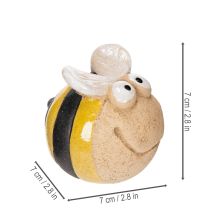 Product Ceramic bee figurine for detailed accents on windowsills or in living areas, 7cm, 3 pieces