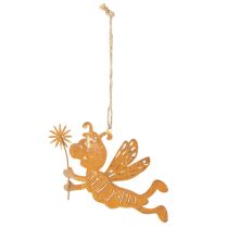 Product Hanging bee decoration, rust-colored metal, summer decoration, 12cm, 6 pieces