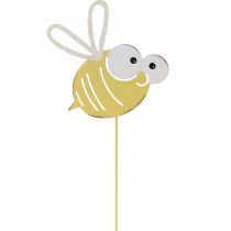 Bee as plug, spring, garden decoration, metal bee yellow, white L54cm 3pcs
