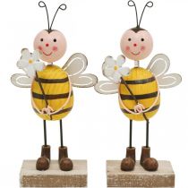 Deco bee with flower deco figure summer decoration H21cm 2pcs