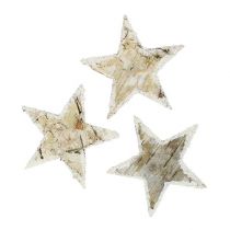Product Birch stars natural snow-covered 6.5cm 30 pcs