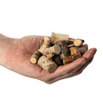 Product Decorative birch wood pieces with bark for crafts, 3cm, 300g