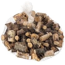 Product Decorative birch wood pieces with bark for crafts, 3cm, 300g
