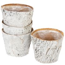 Product Bark-look plant pot, ideal for rustic interior design and plant decoration, 12cm, 4 pieces