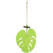 Window decoration leaf to hang light green 14.5cm