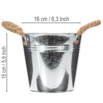 Product Glossy metal bucket with rope handles, Ø16cm