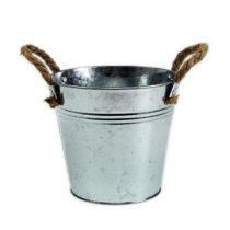 Product Tin bucket with rope handles shiny Ø18cm