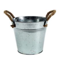 Product Decorative bucket flowerpot metal with rope handles Ø20cm
