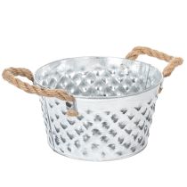 Product Sheet metal bowl with rope handles Ø18cm H10cm