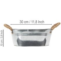 Product Oval tin bowl silver 30cm x 17cm x 10cm