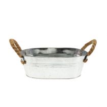 Product Tin bowl with rope handles silver 22cm H10cm