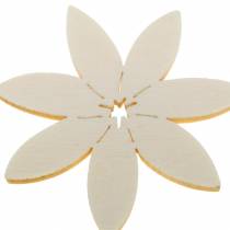 Wooden flowers to scatter white, brown Ø4cm 72p