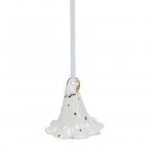 Blossom bell to hang white, gold 4.5cm - 5cm 3pcs