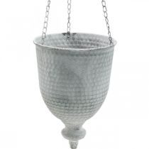 Hanging basket Shabby Chic White Ø21cm with hook and chain