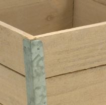 Flower box wooden planter shabby chic beige 12.5×14.5×14.5cm