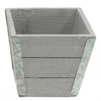 Product Flower box wooden planter shabby chic gray 12.5×14.5×14.5cm