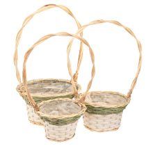Product Flower Basket Handle Natural Green Grey White Ø18–26cm Set of 3