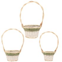 Product Flower Basket Handle Natural Green Grey White Ø18–26cm Set of 3