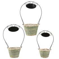 Product Flower basket handle with sign metal Ø23/20/17cm set of 3