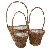 Product Flower Basket Willow Basket Handle Natural 29/23/21cm Set of 3