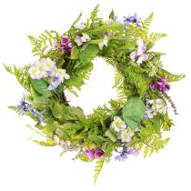 Product Flower wreath artificial with vine wreath colored H13cm Ø55cm