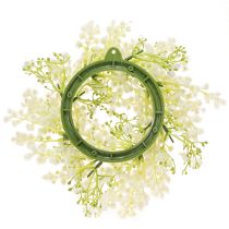 Product Flower wreath mimosa artificial cream white green Ø25cm