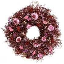 Product Flower wreath, dried flower wreath, wine red, pink, Ø25cm