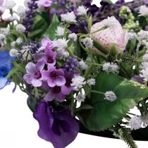Product Flower wreath artificial wall decoration flowers purple white Ø30cm H9cm