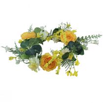 Product Artificial flower wreath Artificial flower wreath yellow white 42cm