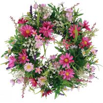 Flower wreath artificial door wreath pink purple Ø30cm H10cm
