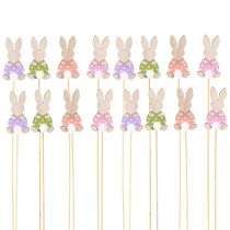Product Flower Stick Colorful Bunny Wooden Decoration Easter 6cm 12 pcs