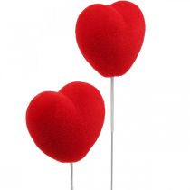 Product Flower plug deco heart red heart plug 6x6cm H26cm 18 pieces