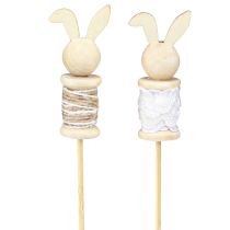 Product Flower Stick Rabbit Wood Natural, Brown, White L32cm 8 pcs