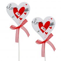 Product Flower pin heart white with bow 7cm 12 pcs