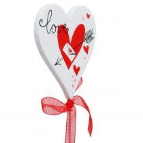 Product Flower pin heart white with bow 7cm 12 pcs