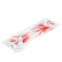 Product Flower pin heart white with bow 7cm 12 pcs