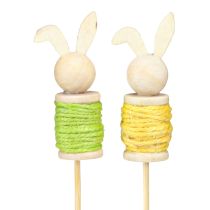 Product Flower Sticks Wood Easter Bunny Green Yellow L32cm 8 Pcs