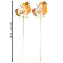 Product Flower stick hedgehog with child autumn decoration wood 8.5cm 8 pcs