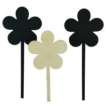 Product Flower stakes mini wooden plaques black Ø10cm 6-piece set decoration