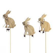 Product Flower Sticks Wooden Easter Bunny Rabbit Decoration 8cm x 6cm 12 pcs