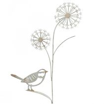 Flower plug metal deco allium bird white 20×52cm