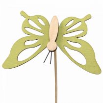 Flower plug butterfly deco wood colored 8.5cm 12pcs
