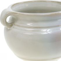Flower pot with handle cachepot ceramic plant pot white Ø12cm