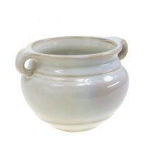 Flower pot with handle cachepot ceramic plant pot white Ø12cm