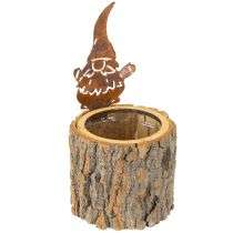 Product Flowerpot wood bark planter gnome rust H24cm