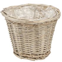 Product Set of 2 vintage wicker basket flower pots Ø20cm grey and white