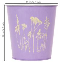 Product Round pastel-colored flower pot with floral motif for houseplants, 12cm, 3 pieces